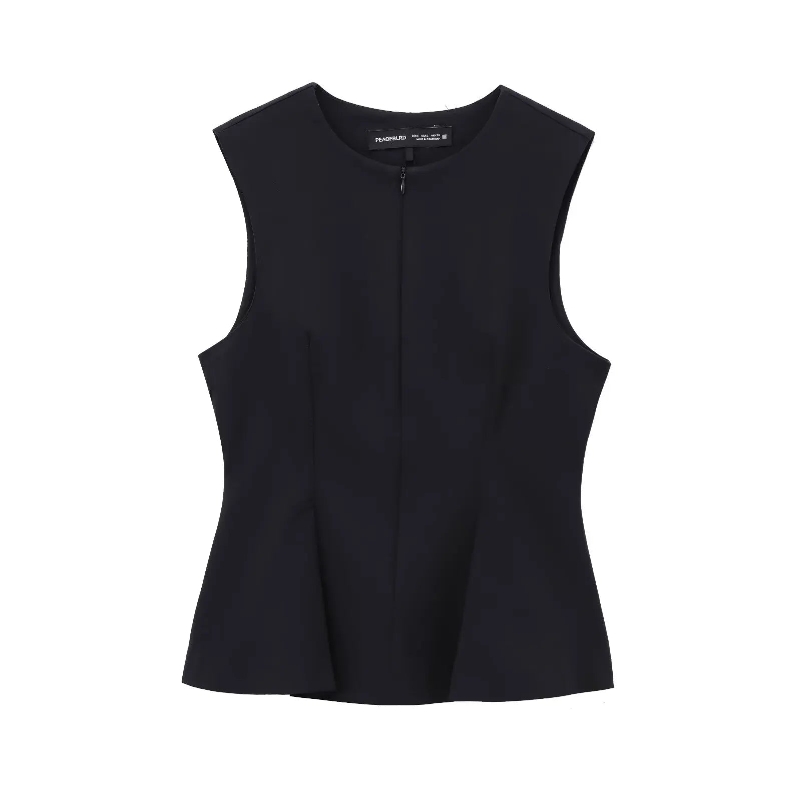 TFMLN 2025 Summer Women Solid Zipper Tops Vintage Causal Sleeveless O Neck Tank T Shirt Fashion Pleated Vest High Street Top