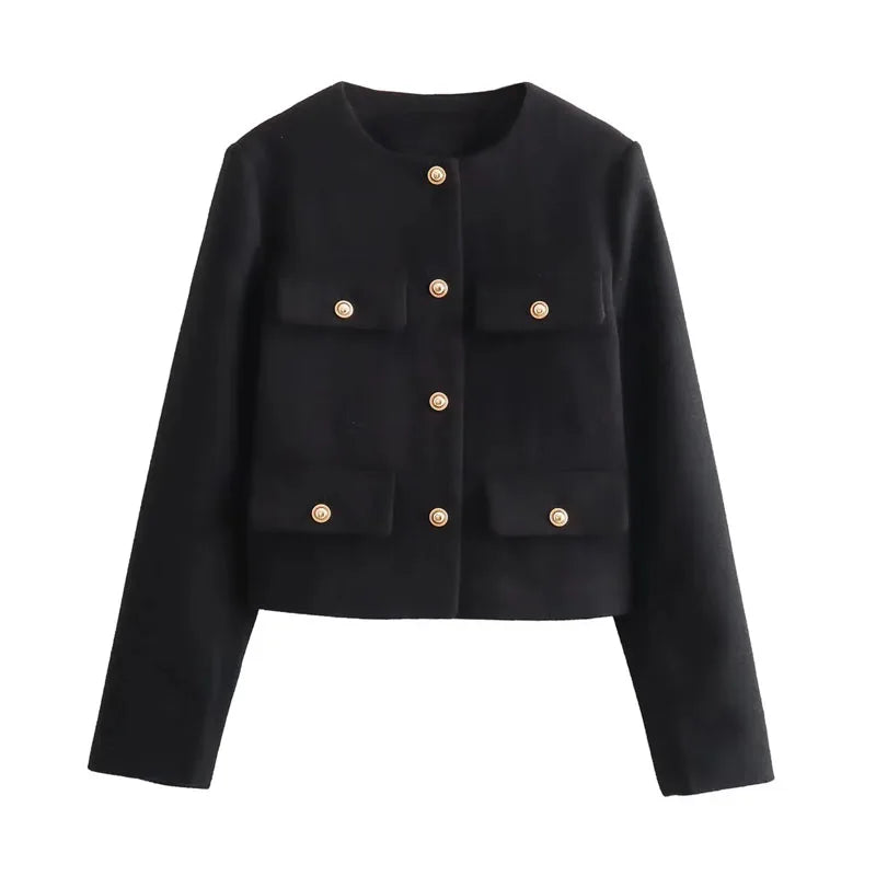Elegant Cropped Button Jacket - Summer 2025 Chic