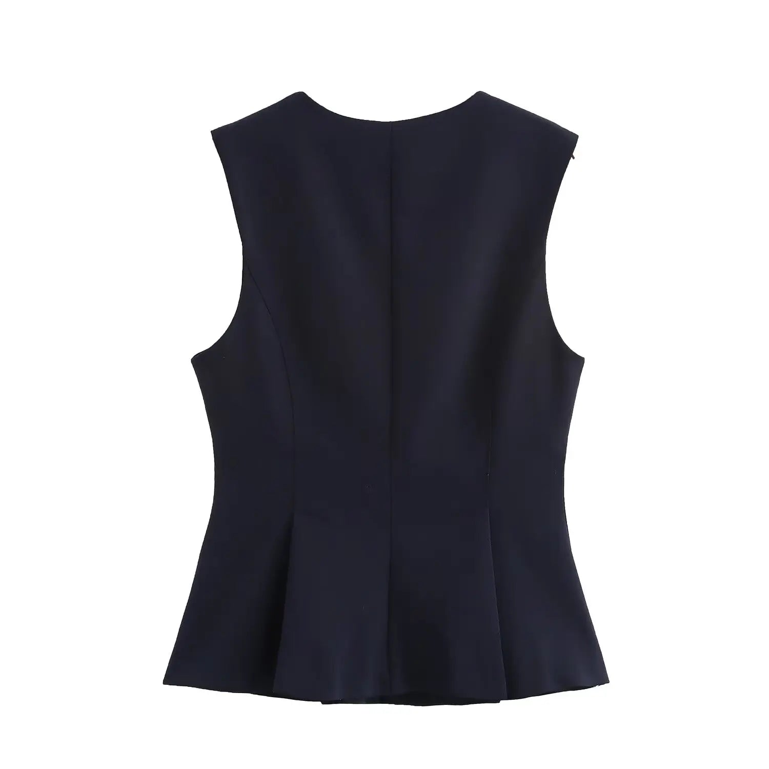 TFMLN 2025 Summer Women Solid Zipper Tops Vintage Causal Sleeveless O Neck Tank T Shirt Fashion Pleated Vest High Street Top