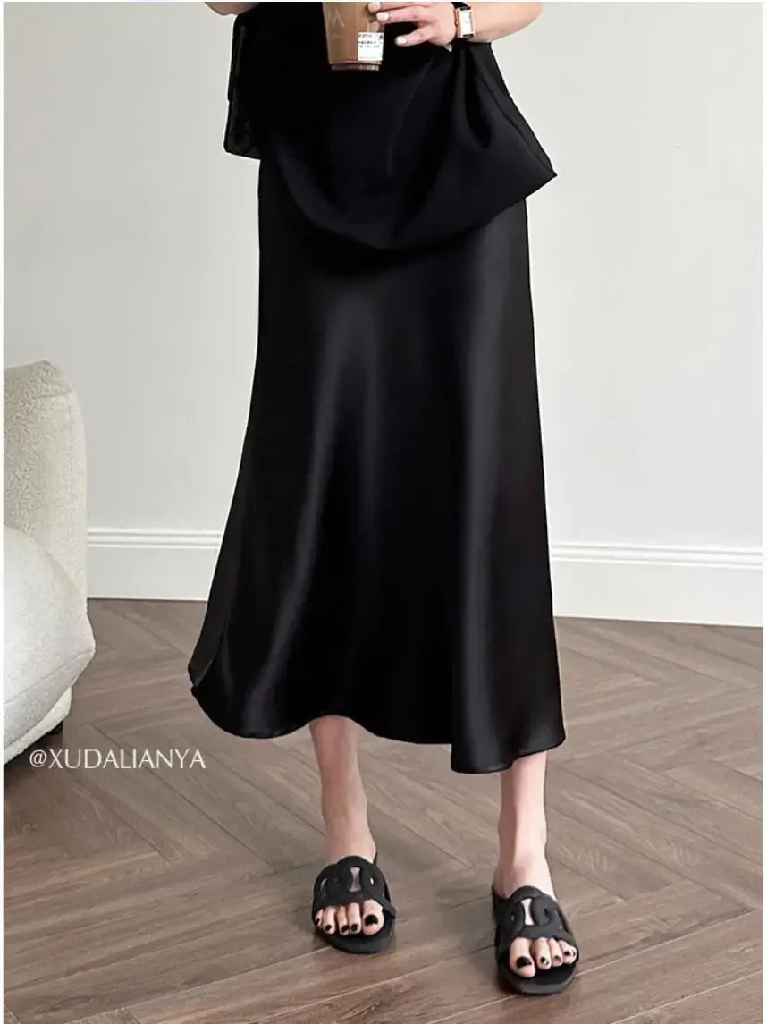 French Three-Acid Silk Purple Skirt - Radiate Elegance