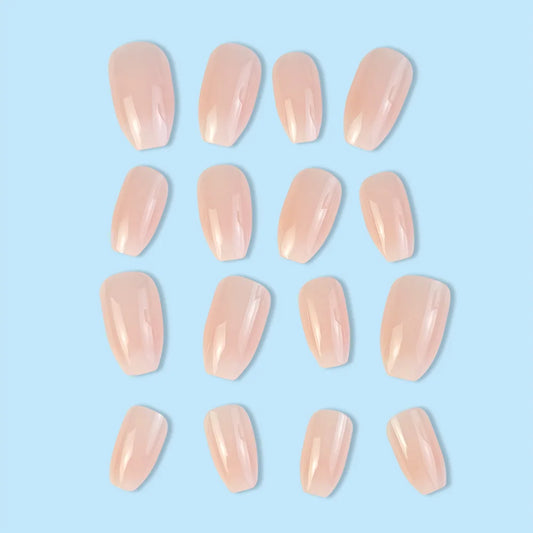 24 Unhas Postiças Bailarina Rosa Degradê Brilhante Reutilizáveis