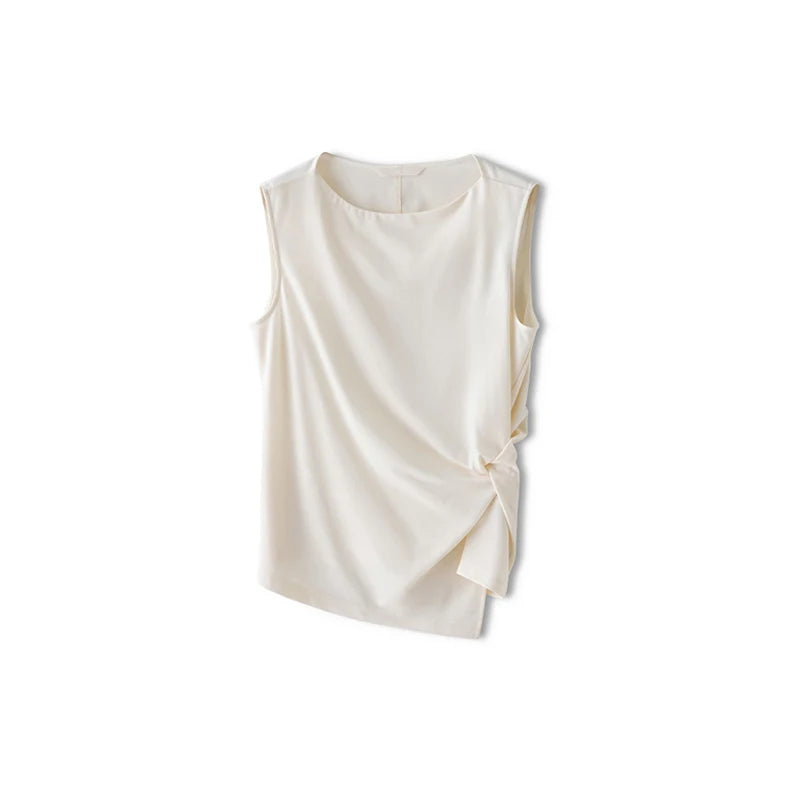 Ele Pm Silk No-Sve Top Women's Regular Fit Summer Faion Twist Knot Design Slimming Garment