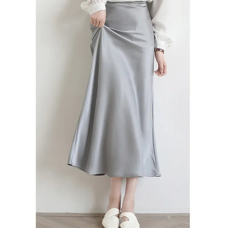 French Three-Acid Silk Purple Skirt - Radiate Elegance