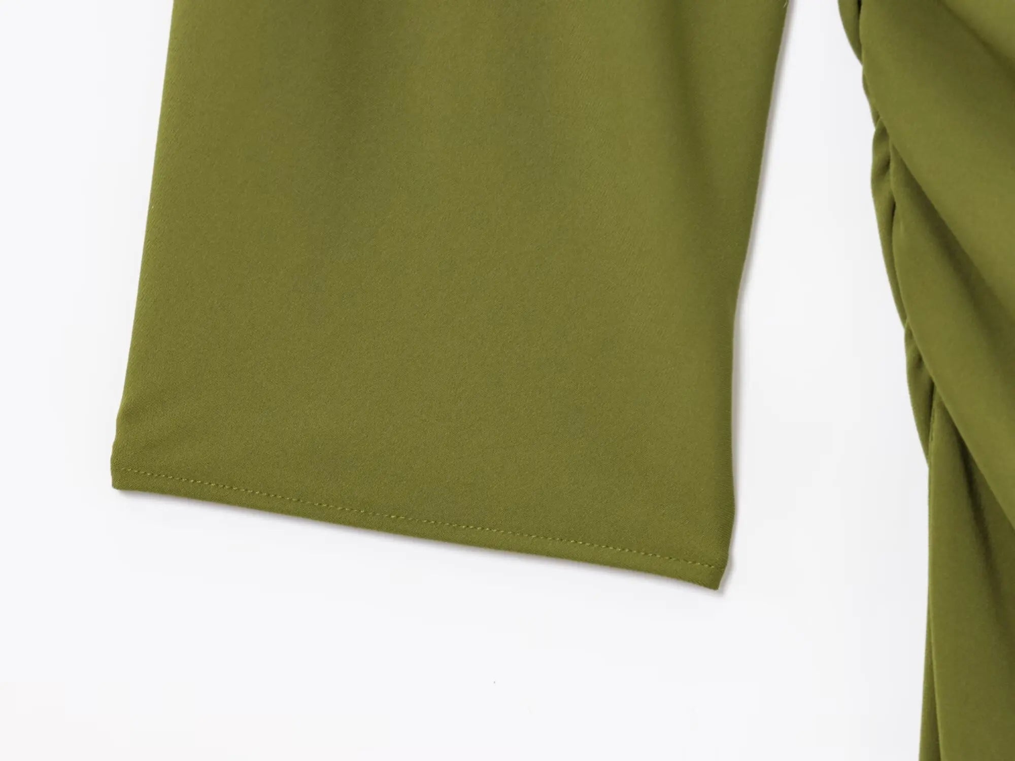 TRAFZA Female Summer Holiday Style Long Dress Green O-Neck Single-Shoulder Sleeve Hollow Out Waist Women's New Fashion Dresses