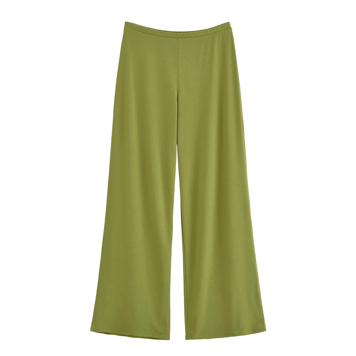 TRAFZA Women's Fashion Solid Pants Suit Backless Design With Pleated Asymmetric Sling Top Elastic Waist Wide-Leg Pants Set