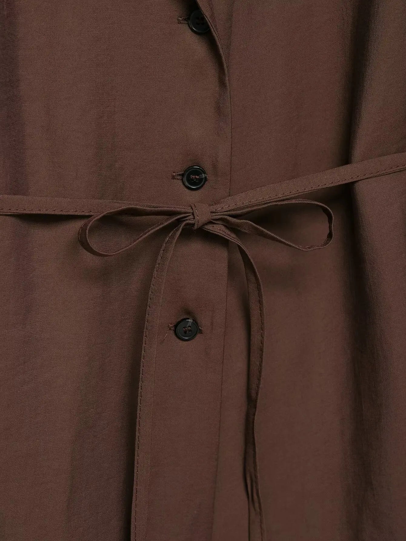 TRAFZA Female Summer Fashion Suits Brown Turn-Down Collar Long Sleeves Bow Lace-Up Single-Breasted Coat+High Waist Zipper Shorts