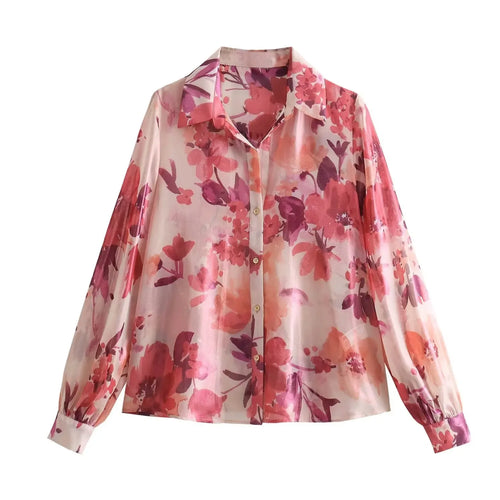 2024 Spring Casual New Arrival European Style Draped Printing Women's Shirt+A-Line Skirt Set Fashionable Female Suit