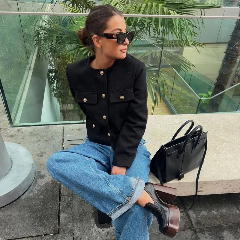 Elegant Cropped Button Jacket - Summer 2025 Chic