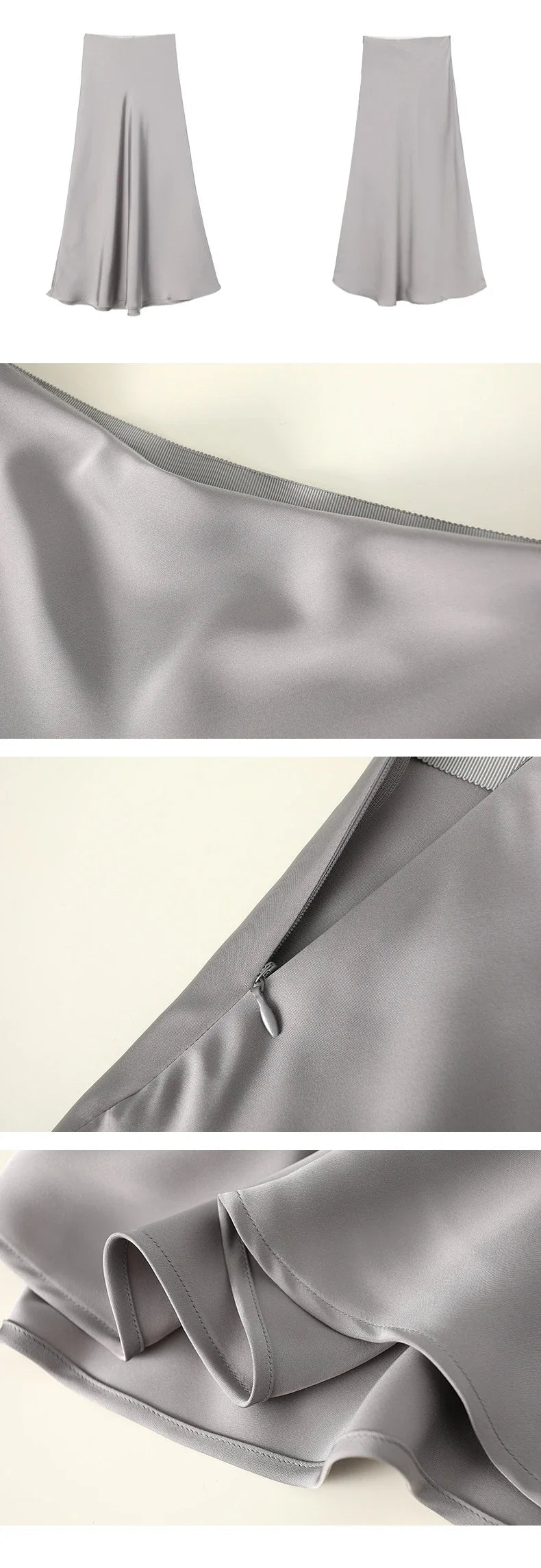High-Waisted Satin A-Line Skirt - Elegant Spring/Summer 2025