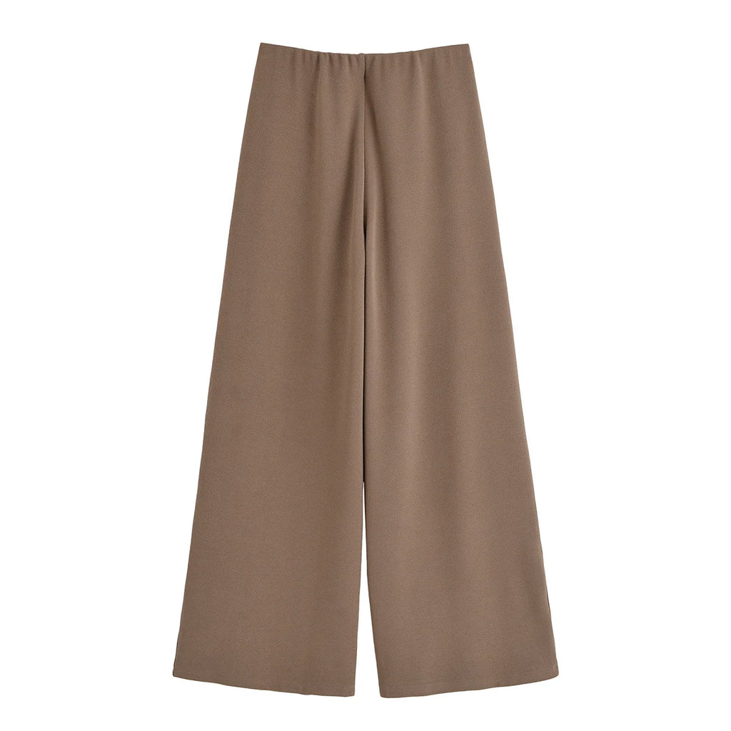 TRAF Simple Style Wide Leg Pants 2 Pieces Sets For Women Ruched Pin Vest Top Trousers Women's Suit 2025 New Casual Woman Outfits