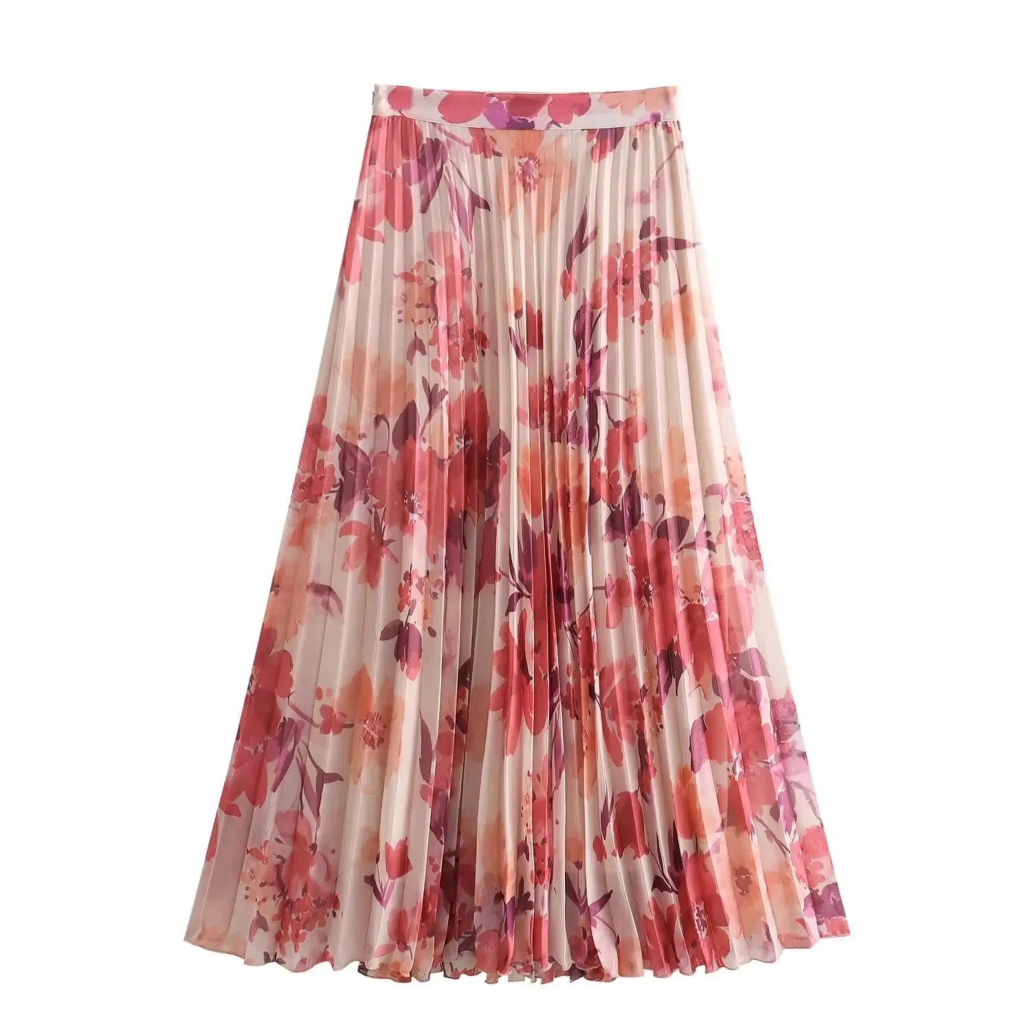 2024 Spring Casual New Arrival European Style Draped Printing Women's Shirt+A-Line Skirt Set Fashionable Female Suit