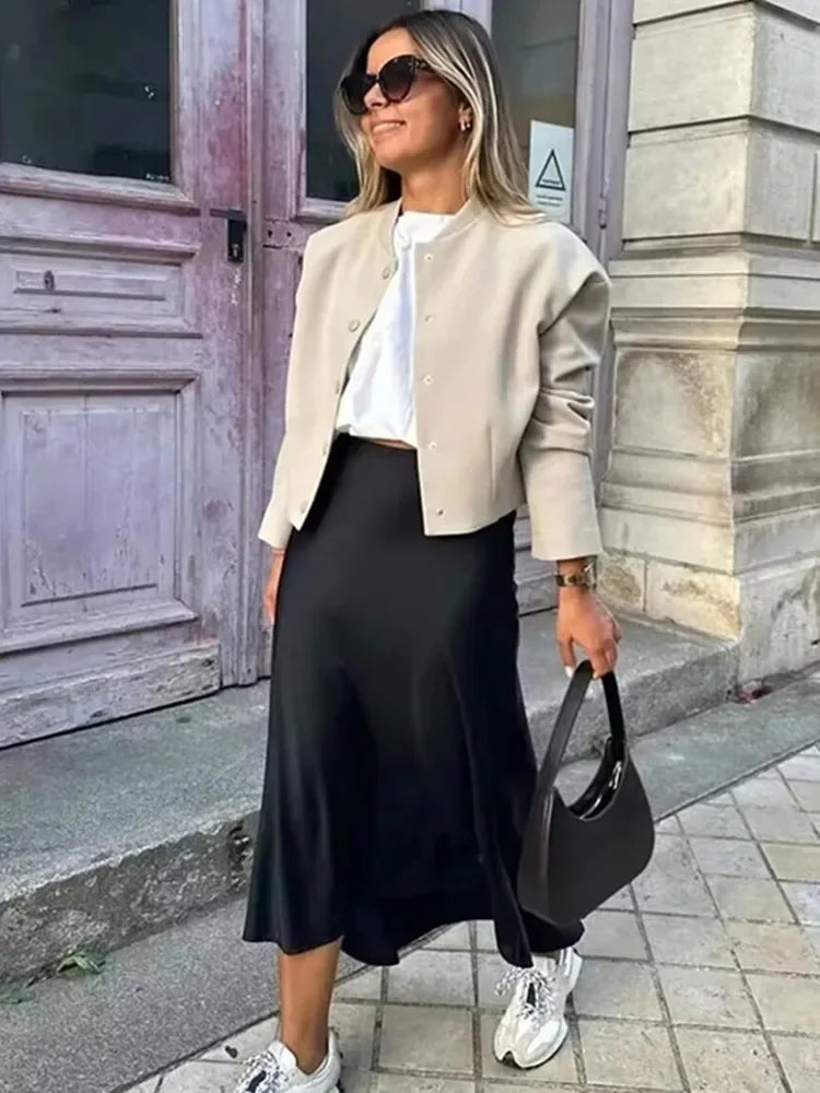 High-Waisted Satin Midi Skirt - Own Your 2025 Elegance