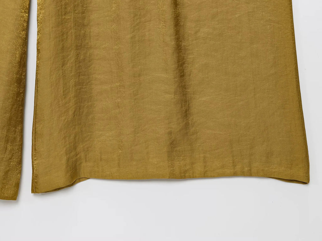 PB&ZA2025 Summer New Women's Solid Color Temperament Matching Belt Satin Textured Wide Leg Casual Pants