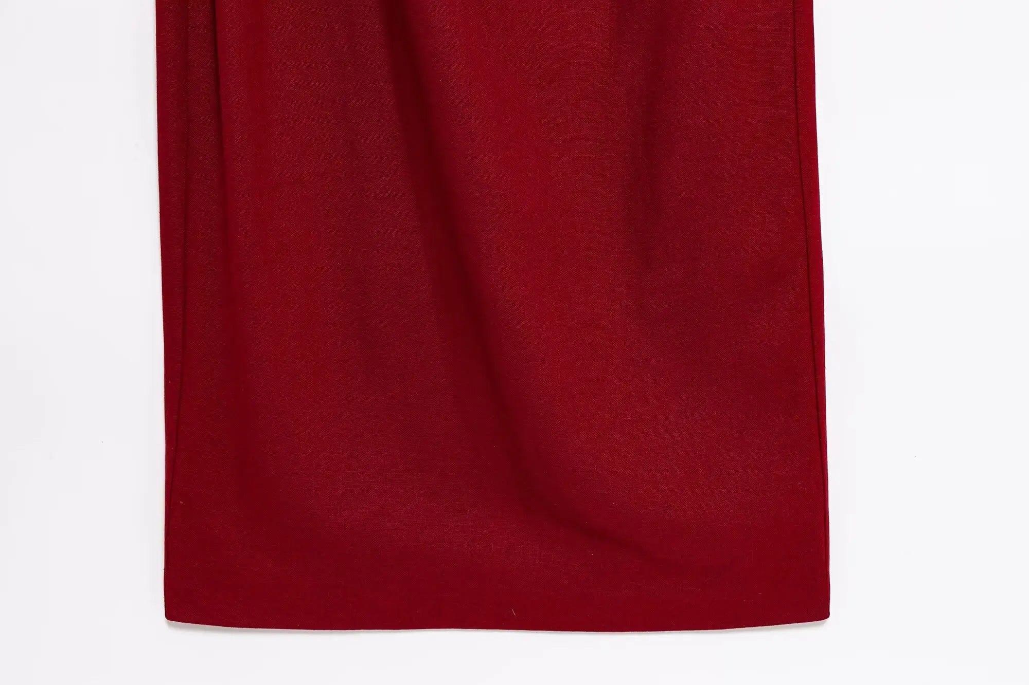 TRAFZA Women's Summer Fashion Round Neck Sleeveless Line Blended Midi Dress Female Sexy Elegant Slim Pleated Hem Slit Long Dress