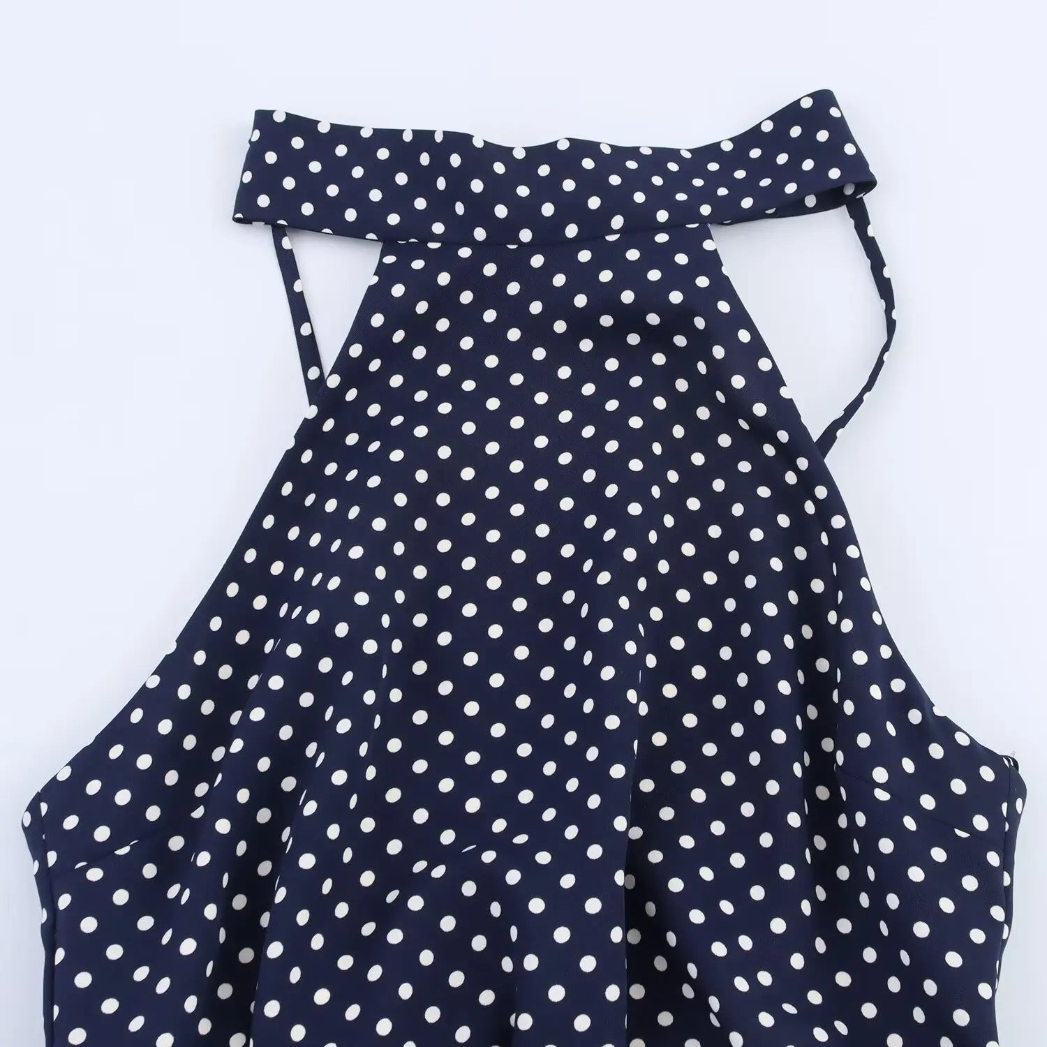 TRAF European and American style summer new fashion trend women's slim fit with belt polka dot halter neck midi dress
