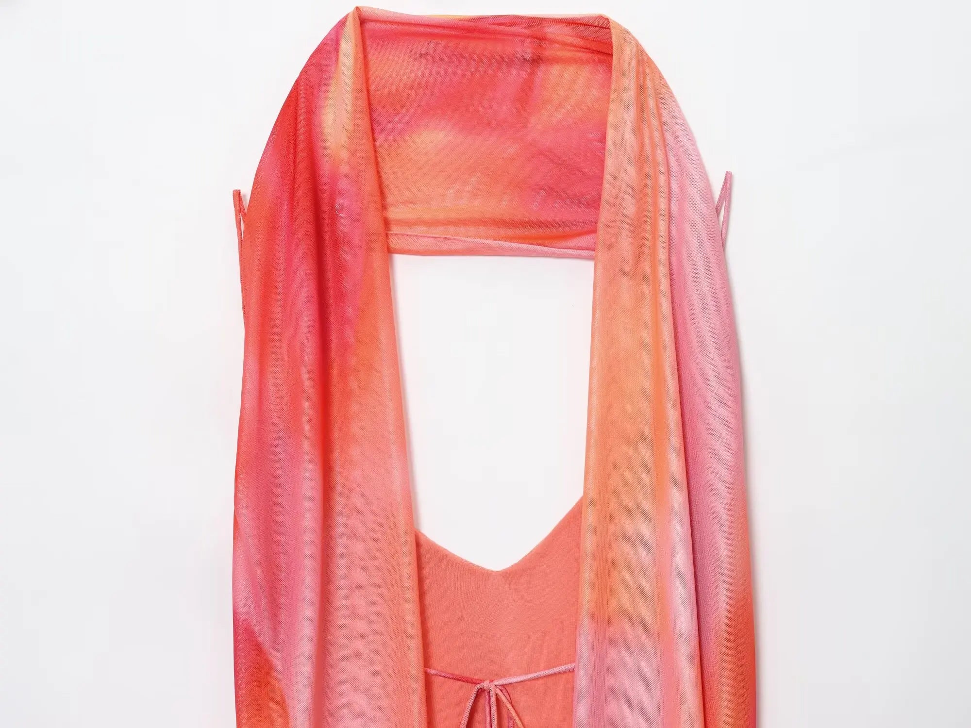TRAF European and American style summer new fashion trend women's backless V-neck thin sling print scarf long dress