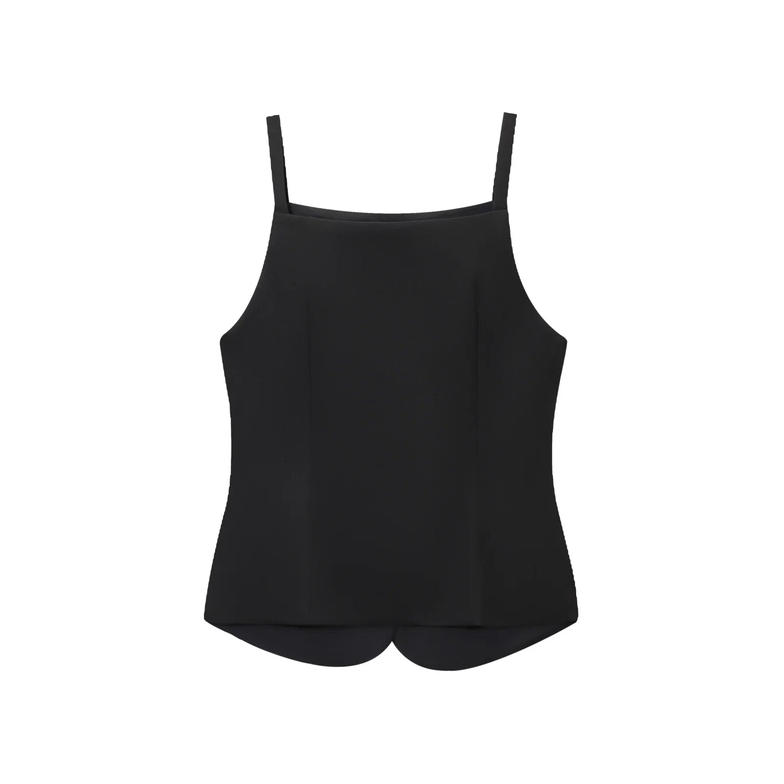 TRAFZA Women's Solid Square Collar Single Breasted Sleeveless Short Top+High Waist Zipper Side Pocket Shorts Female Slim Suits