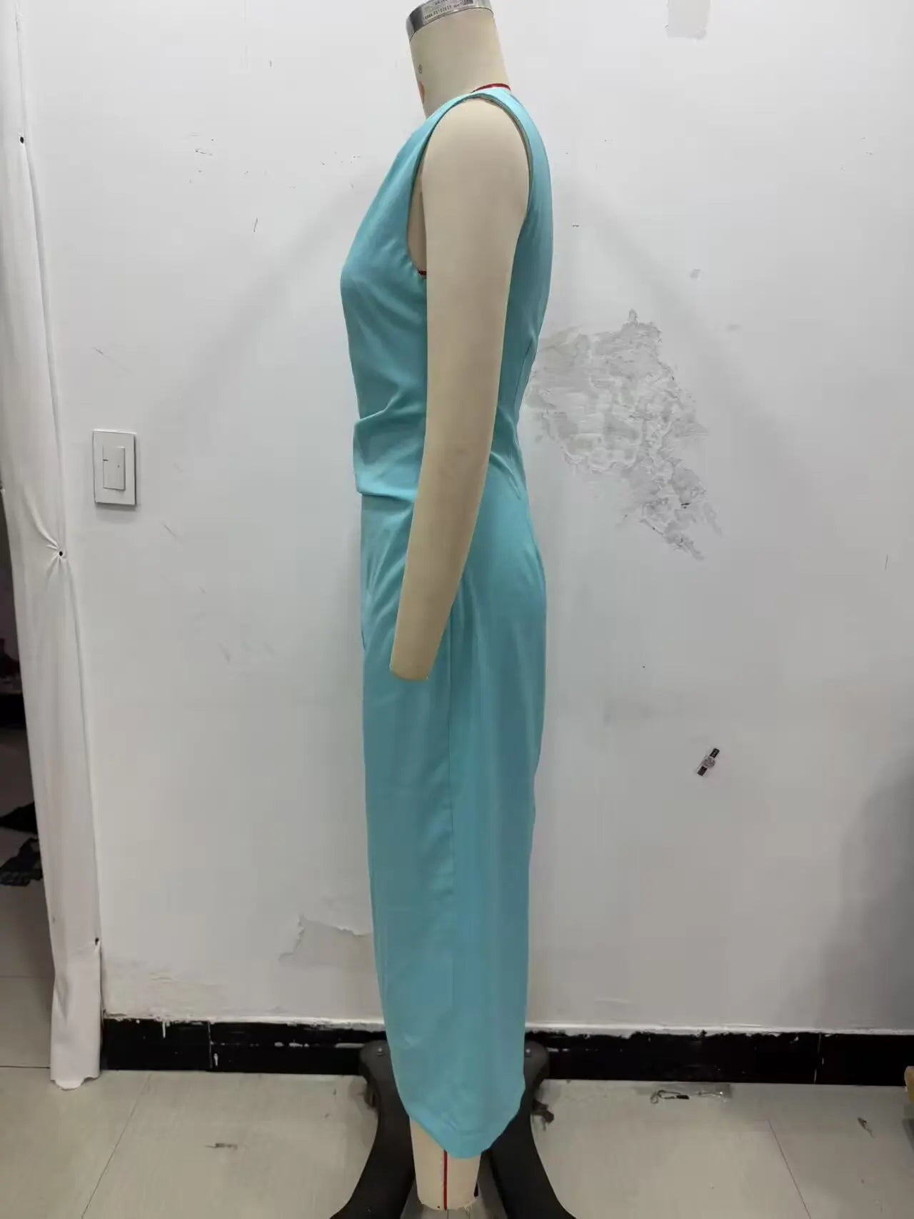 TRAFZA Woman's Summer Sexy Fashion Long Dress Solid Sleeveless Asymmetry Dresses Female Holiday Style Slit Slim Chic Dress
