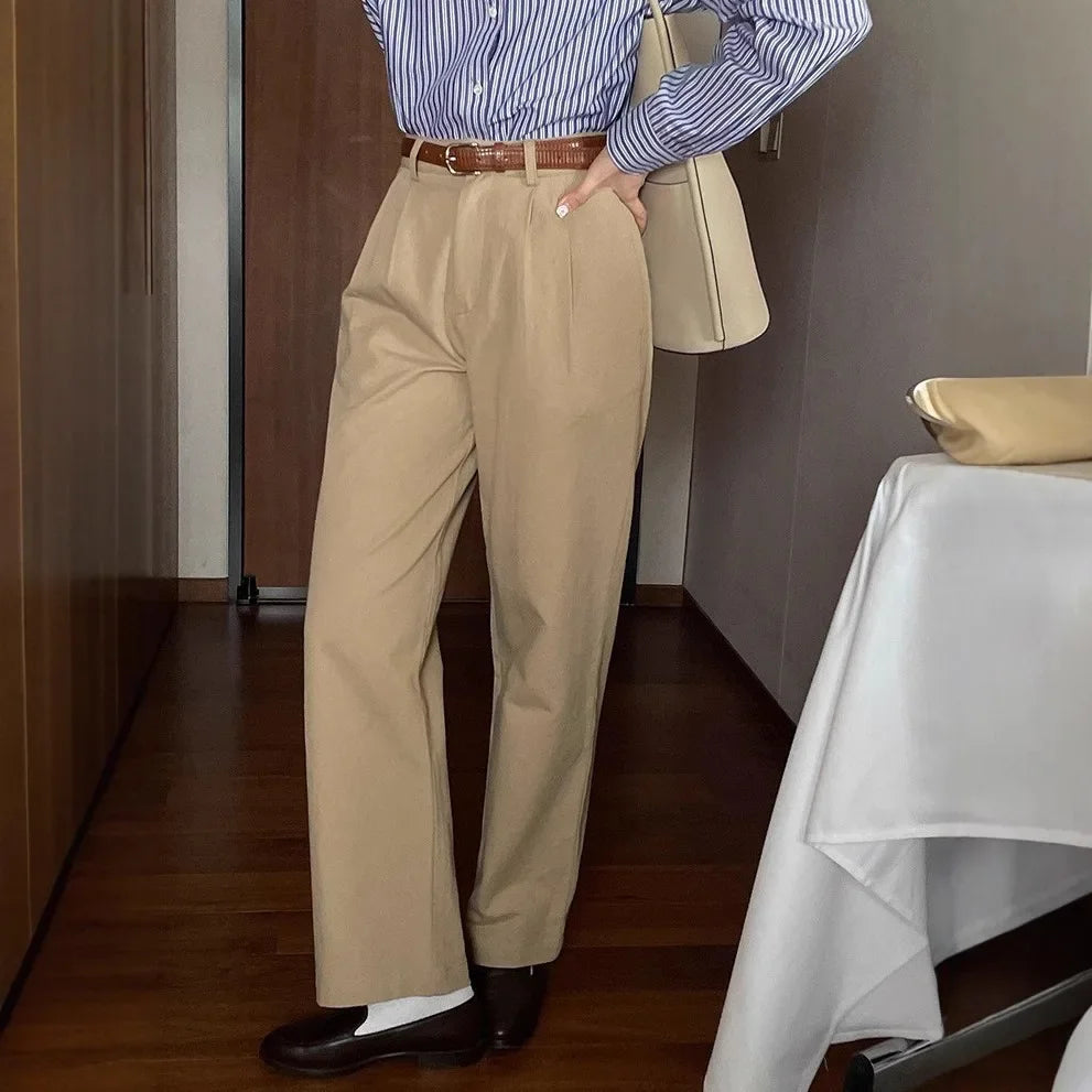 French Vintage Khaki Pants - Chic Meets Timeless