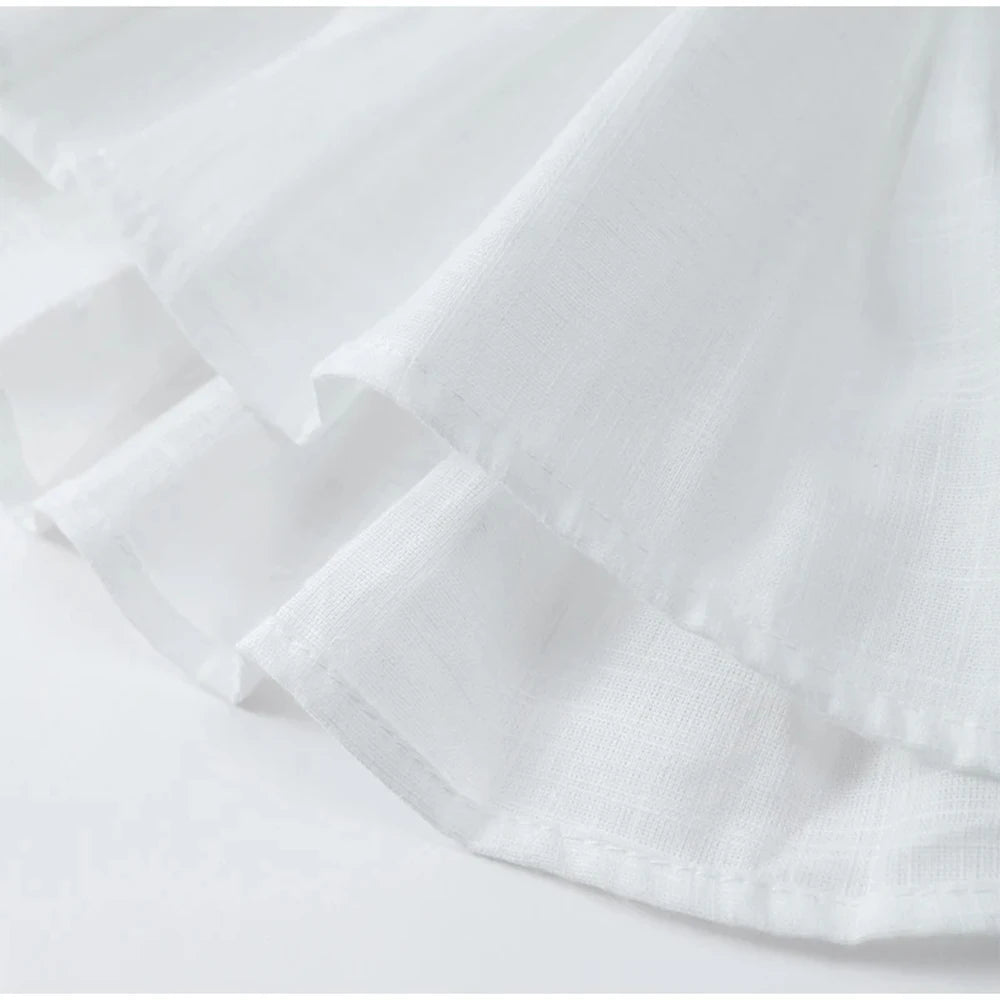 TRAF Women's Fashion Folded Ruffle Sleeveless Top Long Skirt Set Elegant White Lace Tie Blouse Chic High Waist Long Skirt Set