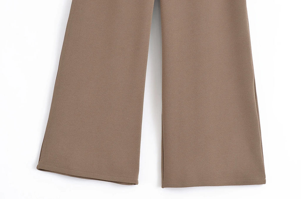 TRAF Simple Style Wide Leg Pants 2 Pieces Sets For Women Ruched Pin Vest Top Trousers Women's Suit 2025 New Casual Woman Outfits