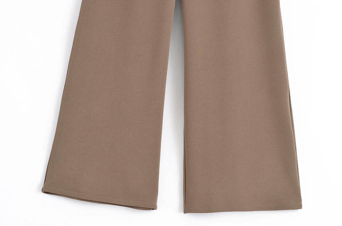 TRAF Simple Style Wide Leg Pants 2 Pieces Sets For Women Ruched Pin Vest Top Trousers Women's Suit 2025 New Casual Woman Outfits