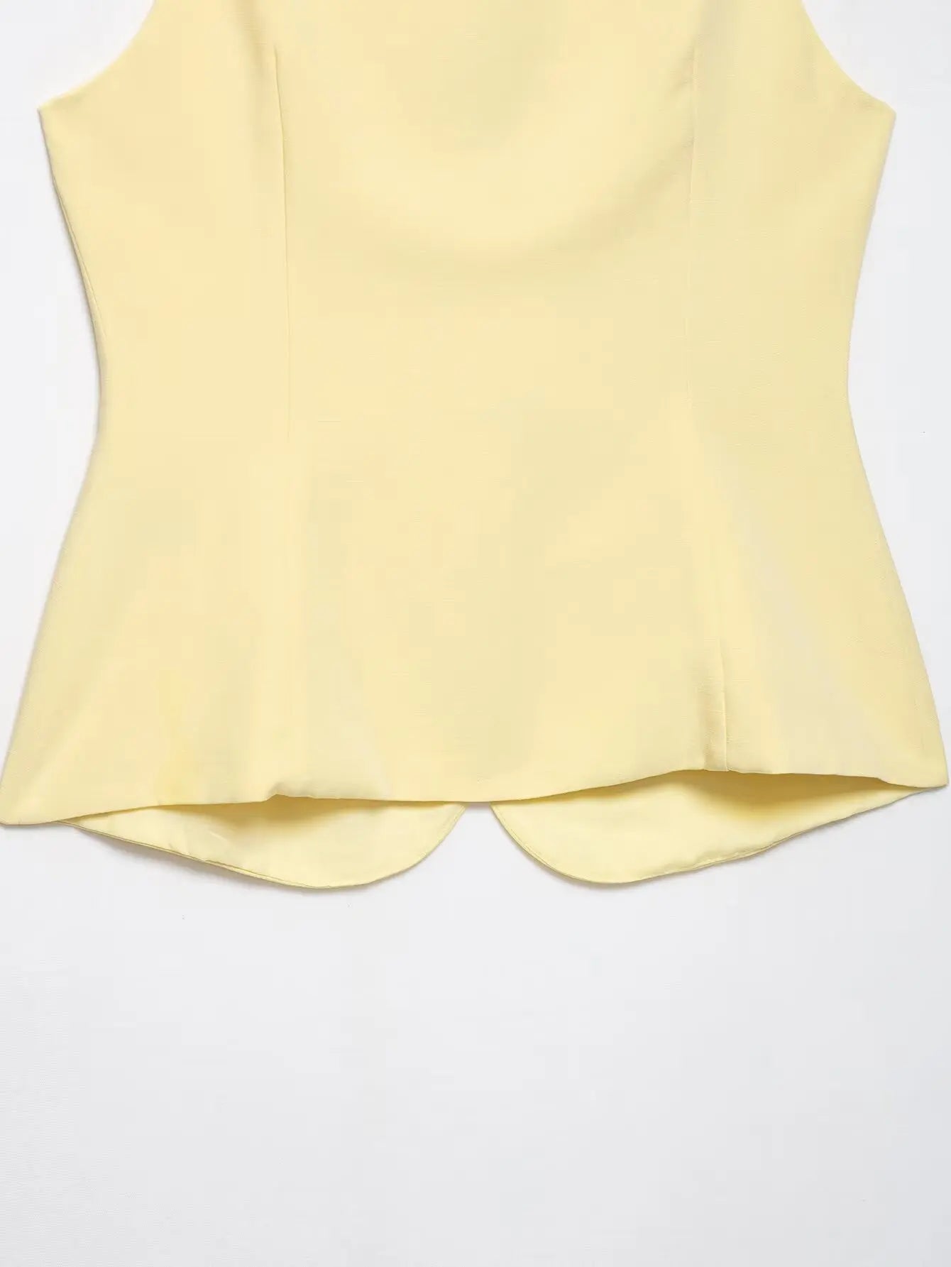 TRAFZA Women's Solid Square Collar Single Breasted Sleeveless Short Top+High Waist Zipper Side Pocket Shorts Female Slim Suits