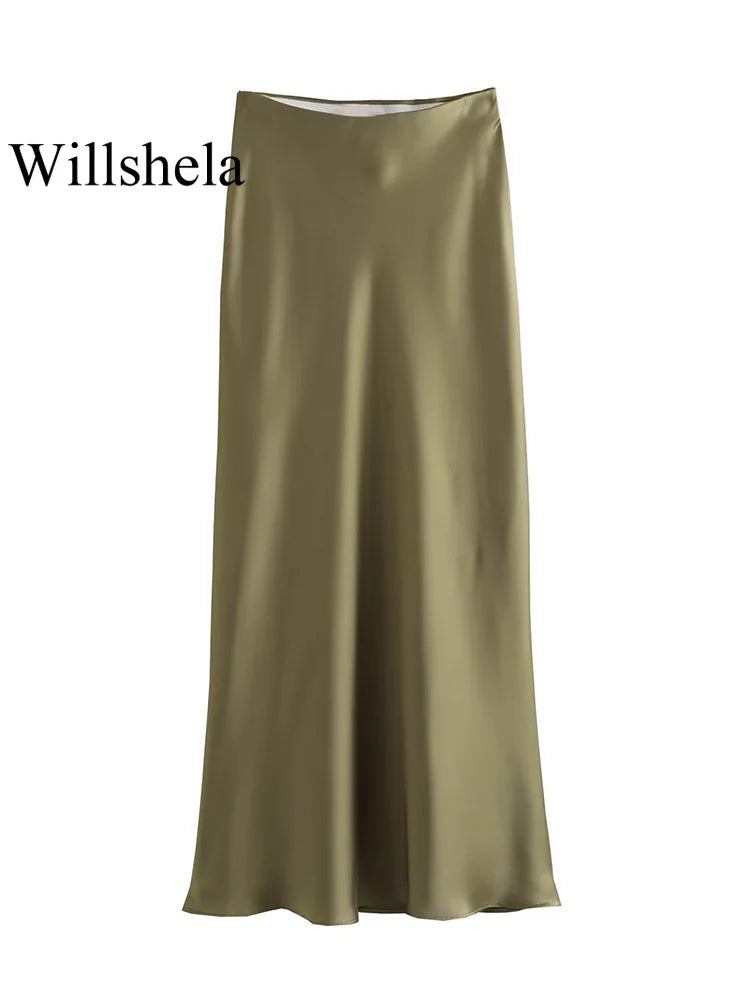 High-Waisted Satin Midi Skirt - Own Your 2025 Elegance