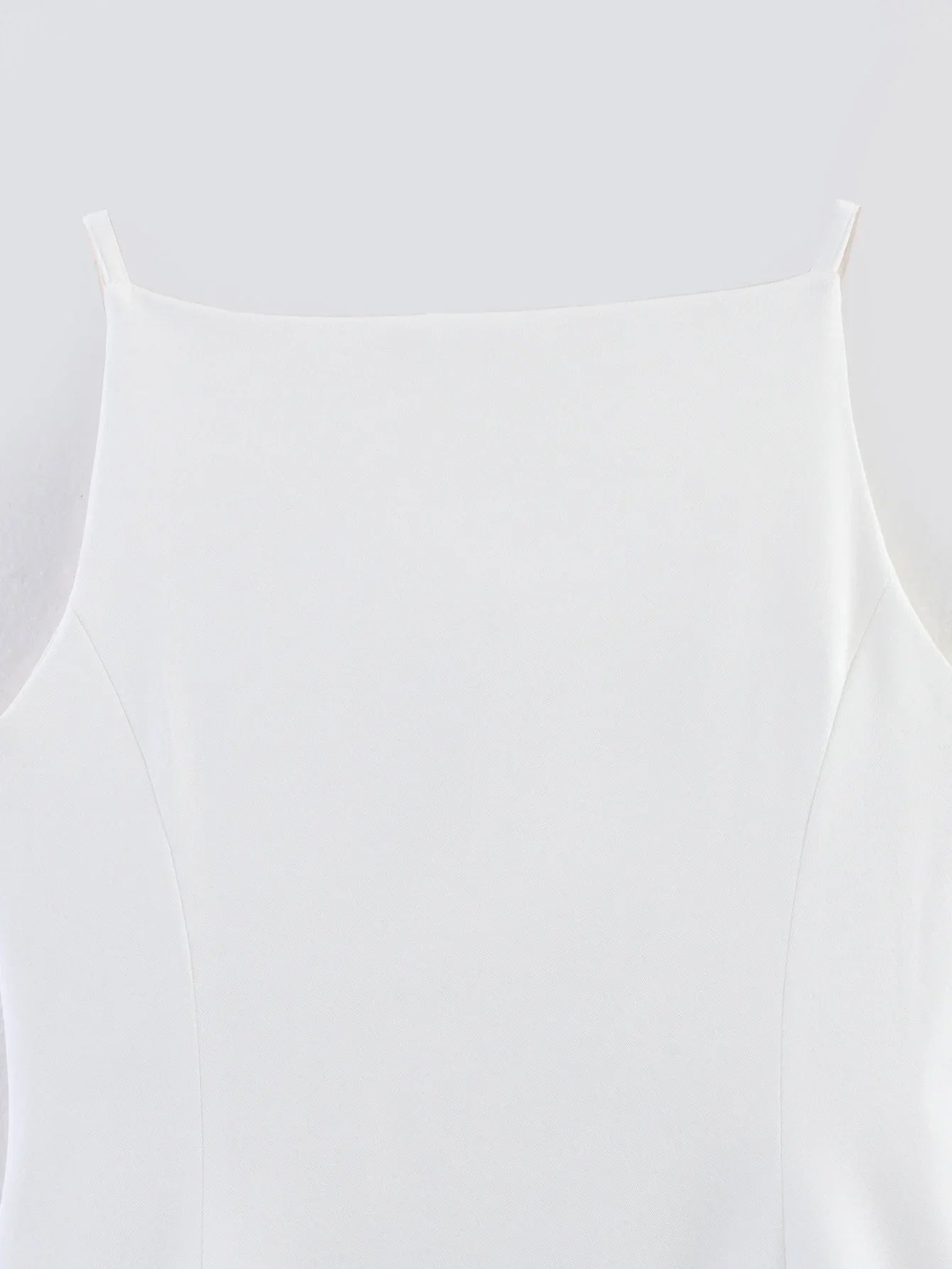 Spring 2025 New Arrival White Strapless Midi Vest Short Tank Top Fashionable Elegant Color Block Polyester Blend Women's Vest