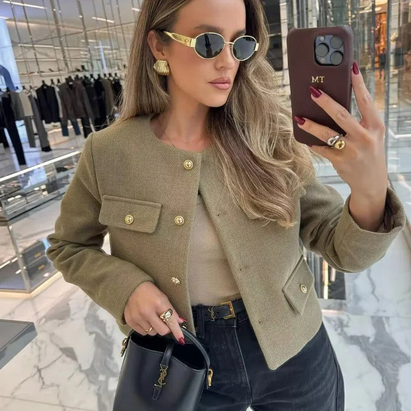Elegant Cropped Button Jacket - Summer 2025 Chic