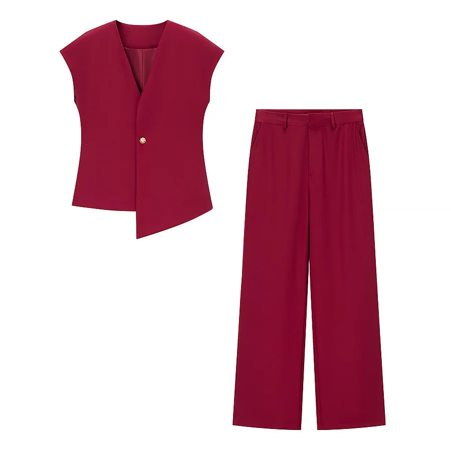 Chic V-Neck Vest &amp; Pant Set - Summer 2025 Glam