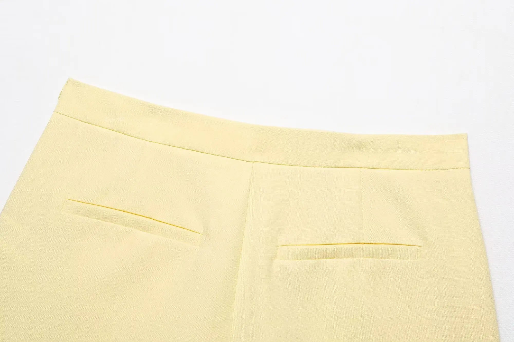 TRAFZA Women's Solid Square Collar Single Breasted Sleeveless Short Top+High Waist Zipper Side Pocket Shorts Female Slim Suits