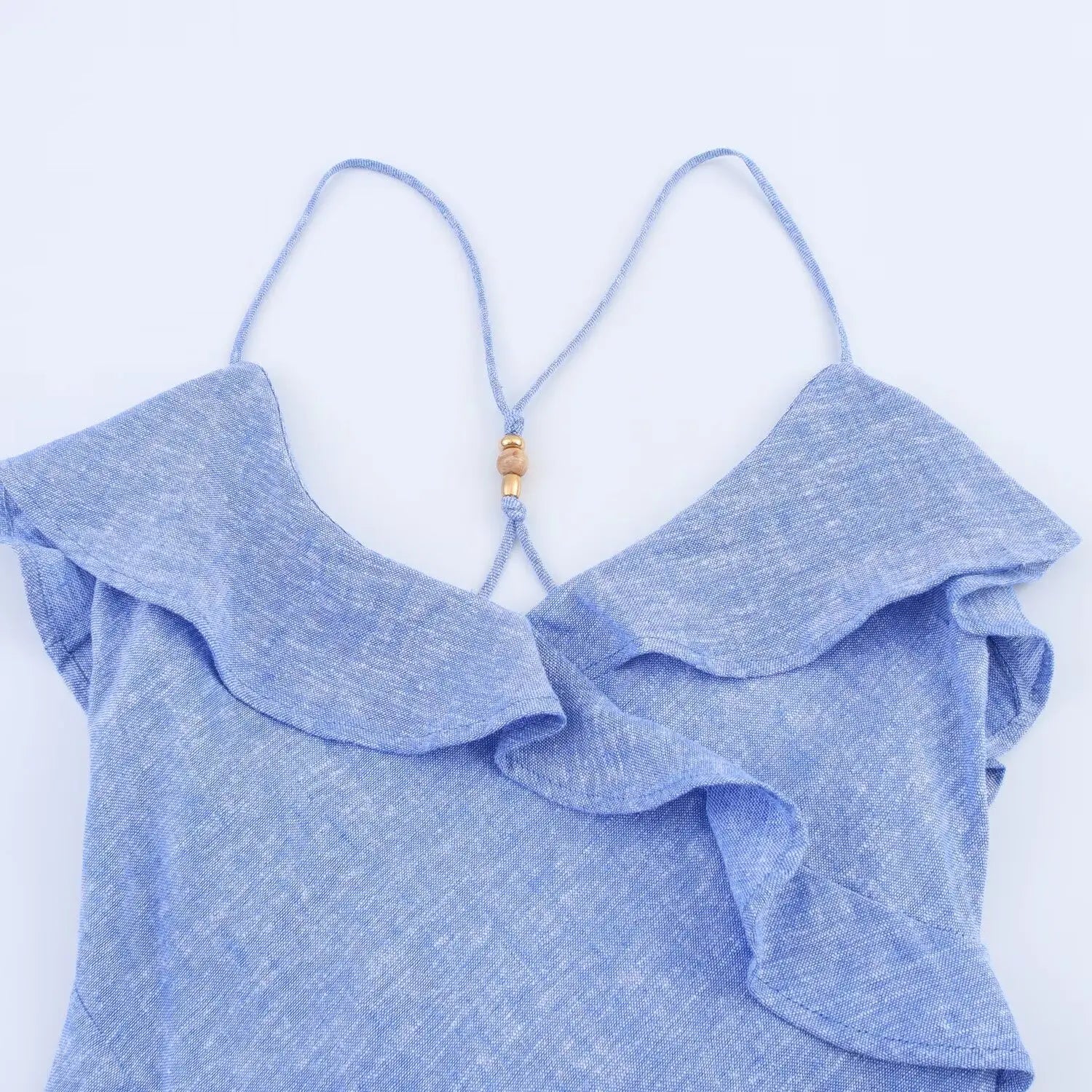 TRAF European and American style summer new fashion trend women's wear design sense linen blended layered suspender dress