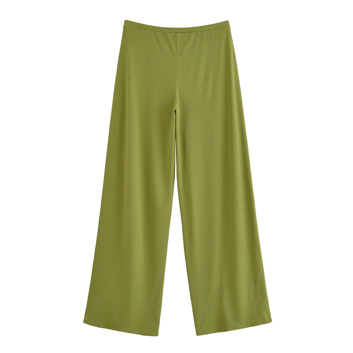 TRAFZA Women's Fashion Solid Pants Suit Backless Design With Pleated Asymmetric Sling Top Elastic Waist Wide-Leg Pants Set