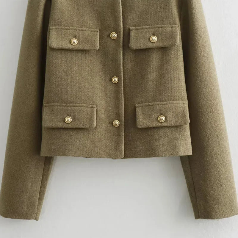 Elegant Cropped Button Jacket - Summer 2025 Chic